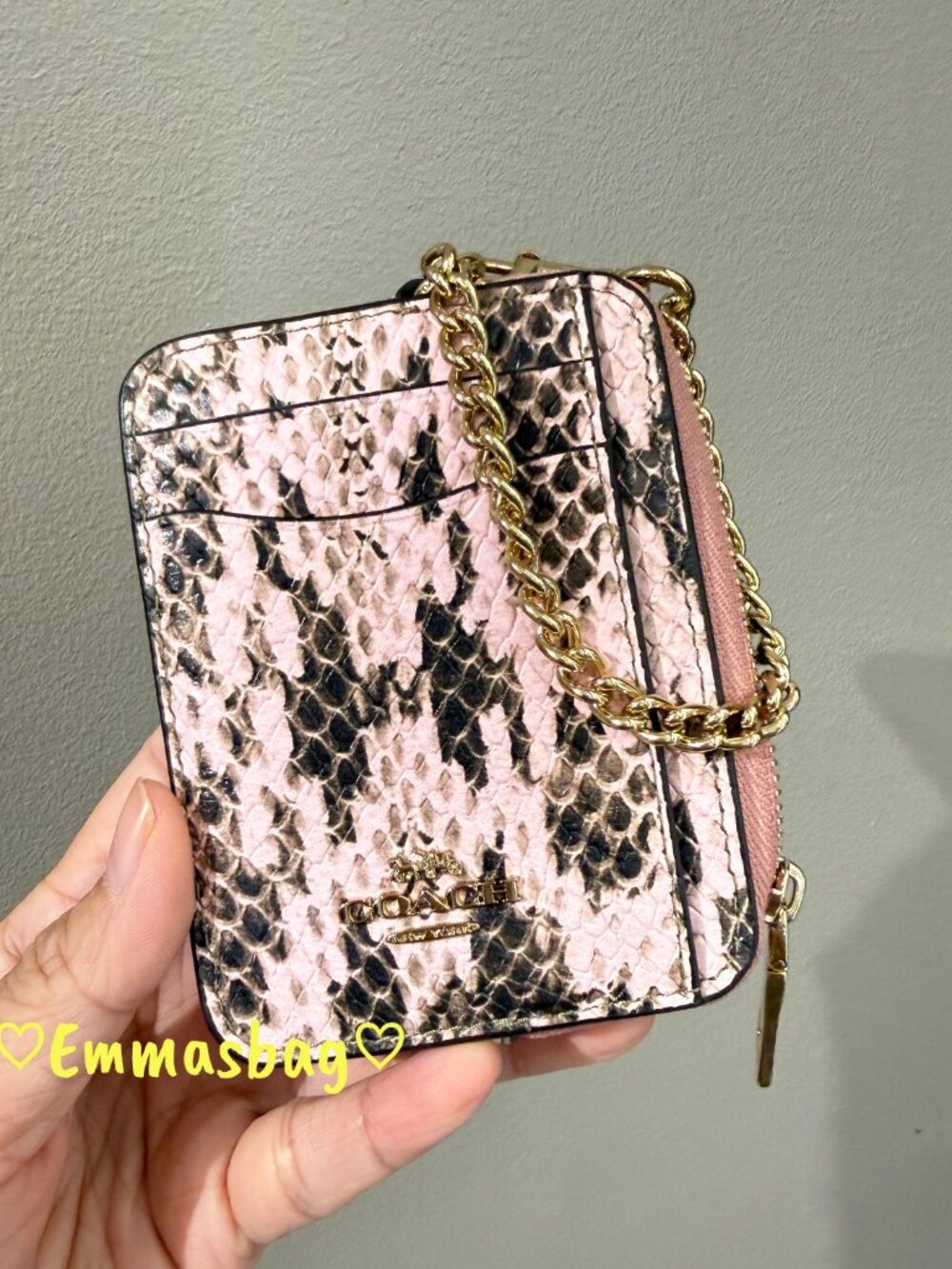 Coach Zip Card Case In Signature Jacquard CEC53 snake embossed leather